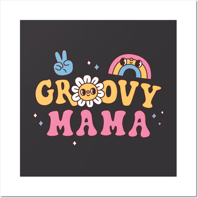 Groovy Mama Hippie Flower And Rainbow Wall Art by rustydoodle